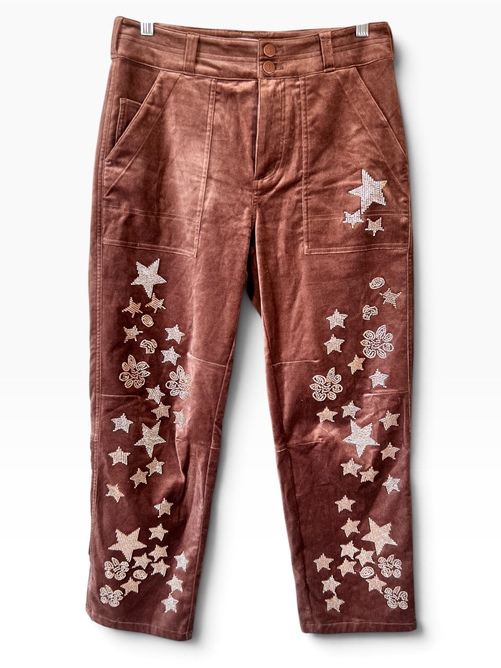 Anthropologie Pilcro The Wanderer Velvet Beaded Pants